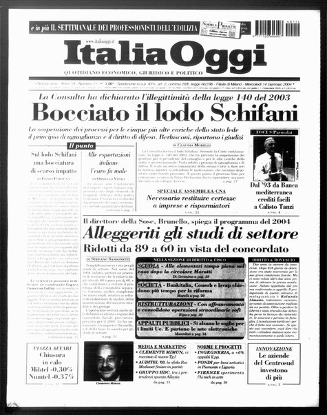 Italia oggi : quotidiano di economia finanza e politica